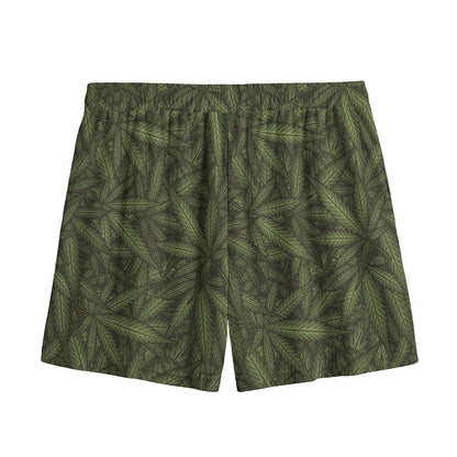 Marijuana Leaf Pattern Print Mesh Shorts