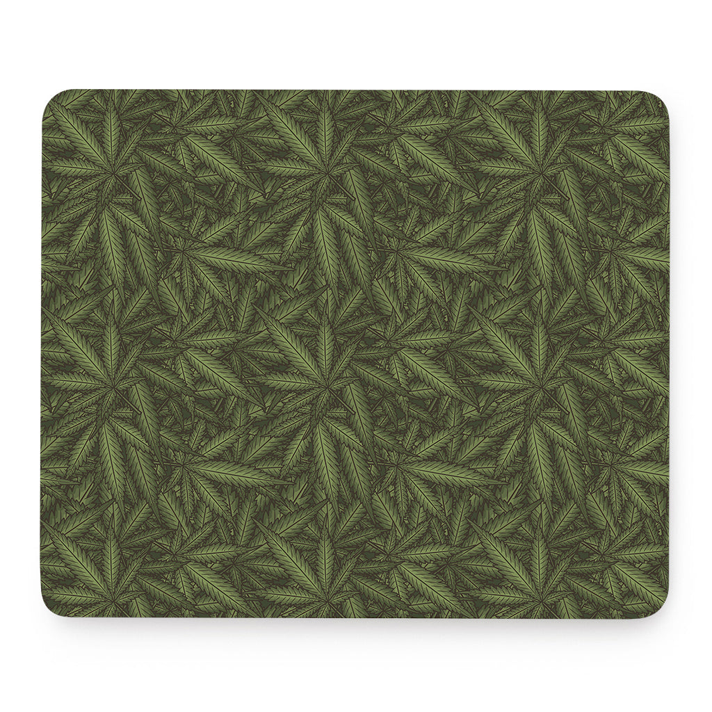 Marijuana Leaf Pattern Print Mouse Pad