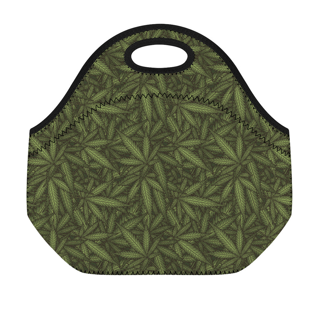 Marijuana Leaf Pattern Print Neoprene Lunch Bag