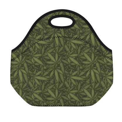 Marijuana Leaf Pattern Print Neoprene Lunch Bag