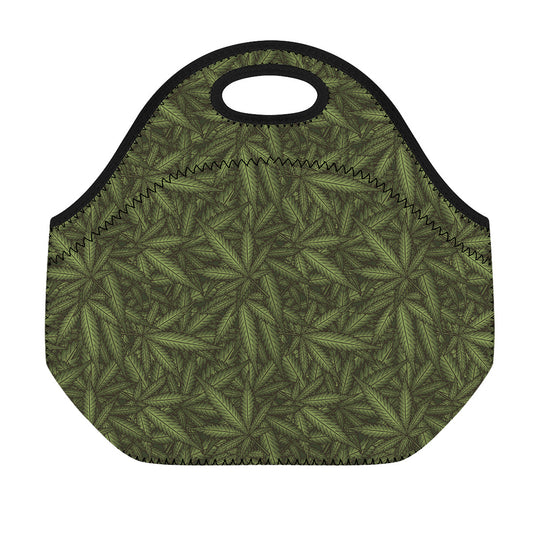 Marijuana Leaf Pattern Print Neoprene Lunch Bag