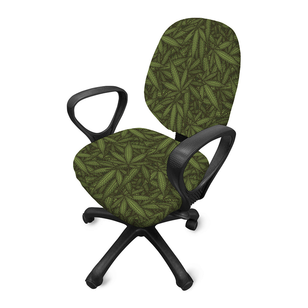 Marijuana Leaf Pattern Print Office Chair Cover