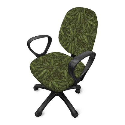 Marijuana Leaf Pattern Print Office Chair Cover