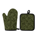 Marijuana Leaf Pattern Print Oven Mitt And Pot Holder Set
