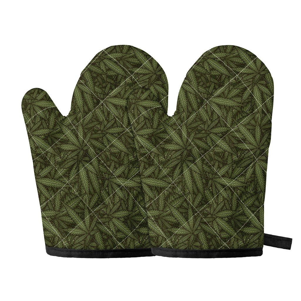 Marijuana Leaf Pattern Print Oven Mitts