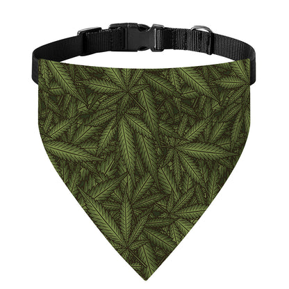 Marijuana Leaf Pattern Print Over The Collar Dog Bandana