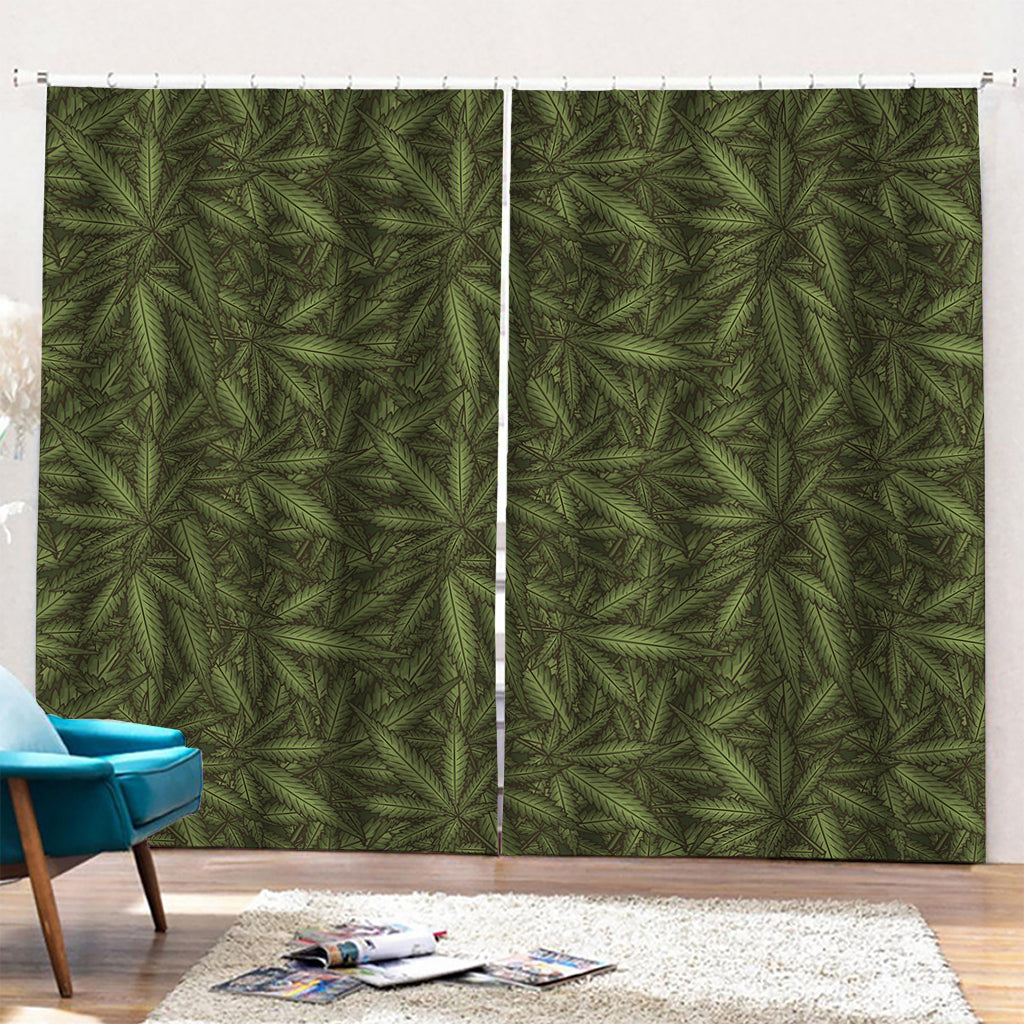 Marijuana Leaf Pattern Print Pencil Pleat Curtains