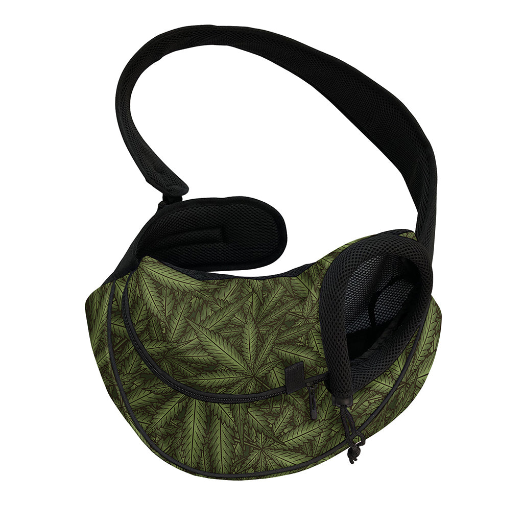 Marijuana Leaf Pattern Print Pet Sling Carrier