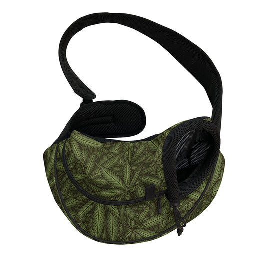 Marijuana Leaf Pattern Print Pet Sling Carrier