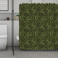 Marijuana Leaf Pattern Print Polyester Shower Curtain
