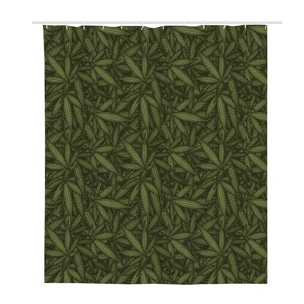 Marijuana Leaf Pattern Print Polyester Shower Curtain