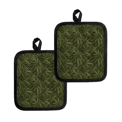 Marijuana Leaf Pattern Print Pot Holders