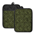Marijuana Leaf Pattern Print Pot Holders With Pocket