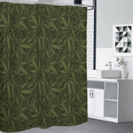 Marijuana Leaf Pattern Print Premium Shower Curtain