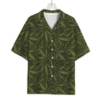 Marijuana Leaf Pattern Print Rayon Hawaiian Shirt