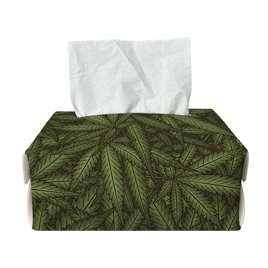Marijuana Leaf Pattern Print Rectangle Tissue Box Cover