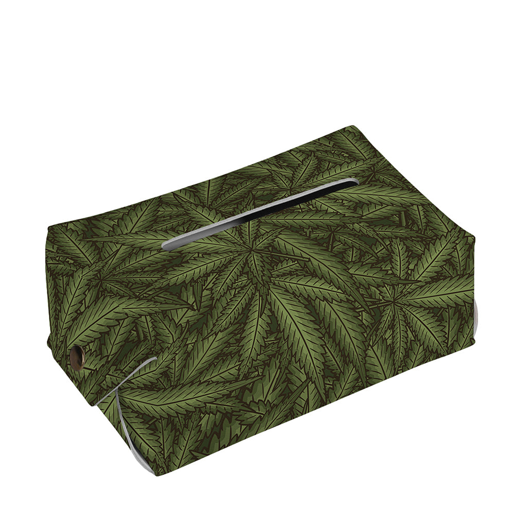 Marijuana Leaf Pattern Print Rectangle Tissue Box Cover