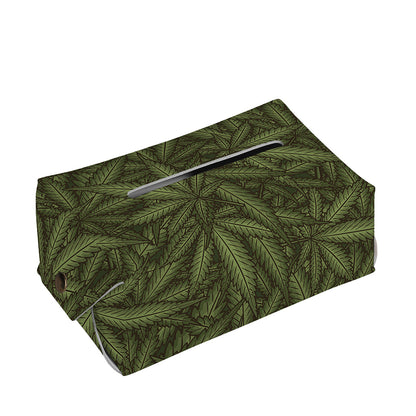 Marijuana Leaf Pattern Print Rectangle Tissue Box Cover