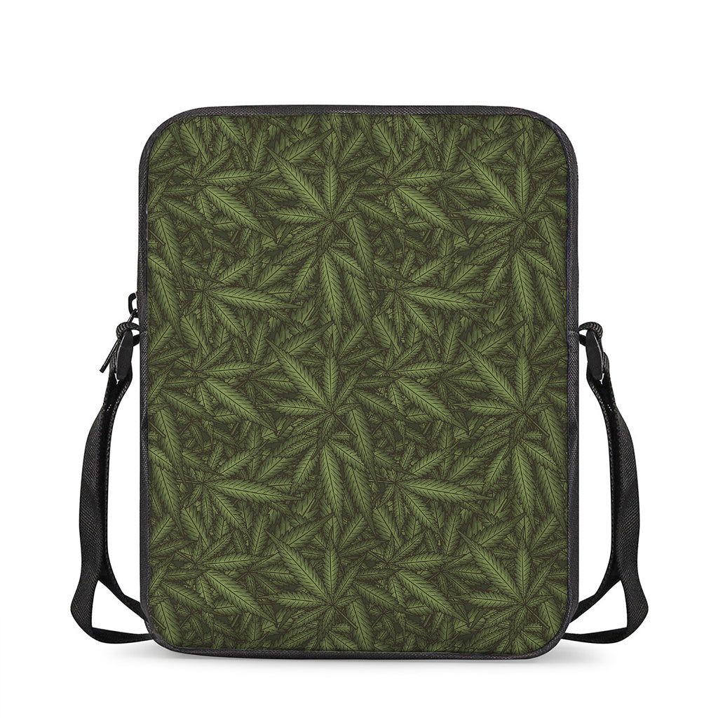 Marijuana Leaf Pattern Print Rectangular Crossbody Bag