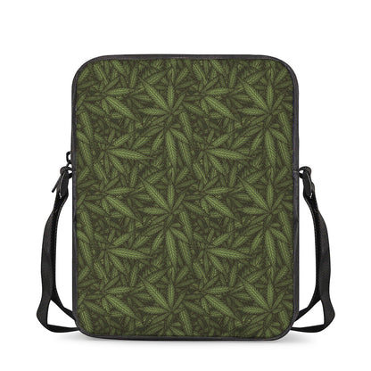 Marijuana Leaf Pattern Print Rectangular Crossbody Bag