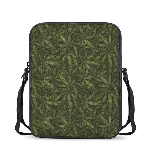 Marijuana Leaf Pattern Print Rectangular Crossbody Bag