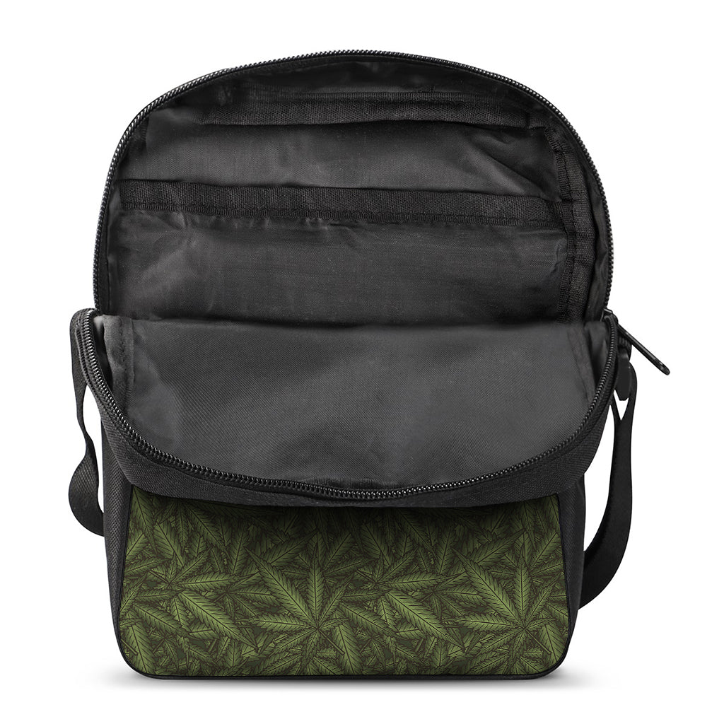 Marijuana Leaf Pattern Print Rectangular Crossbody Bag