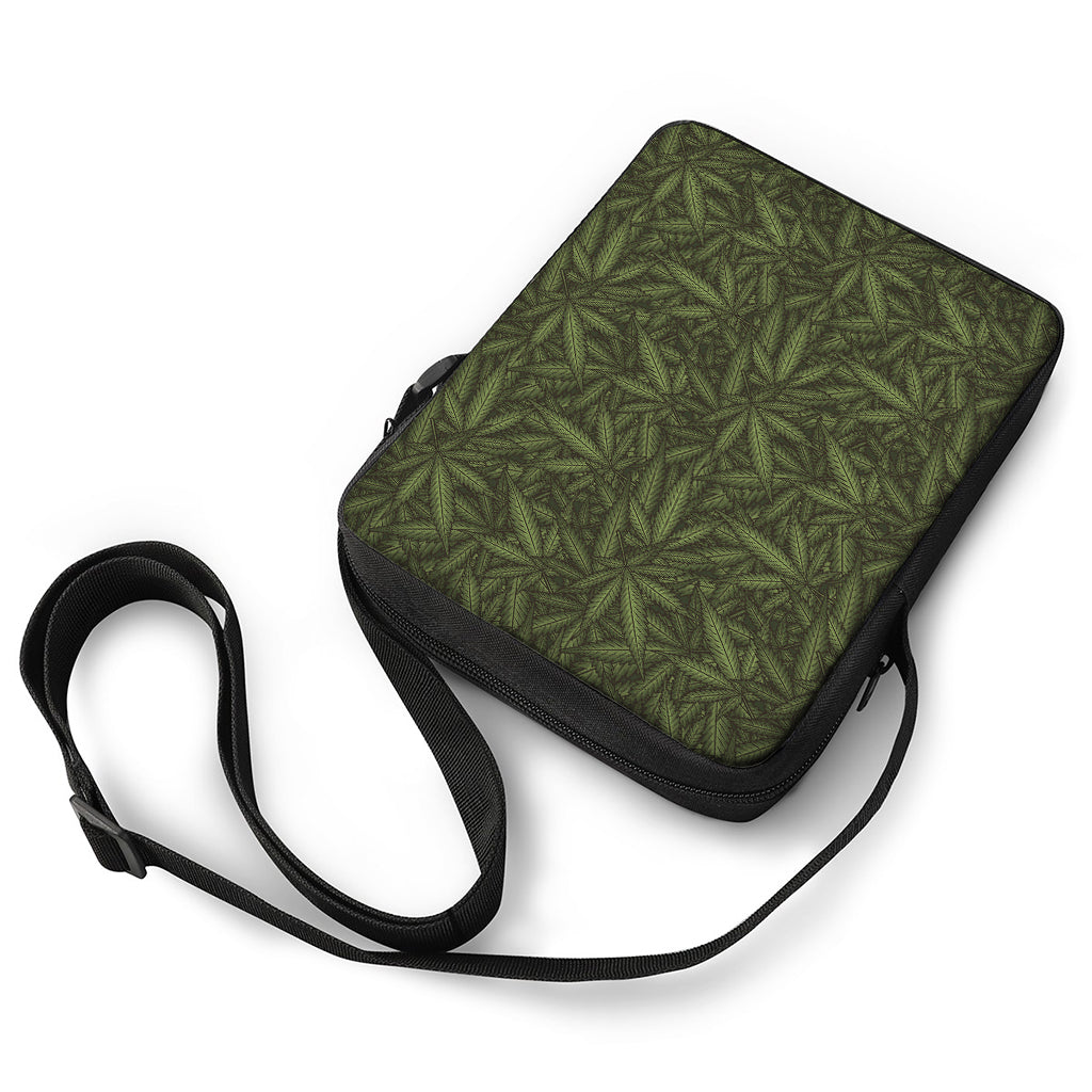 Marijuana Leaf Pattern Print Rectangular Crossbody Bag