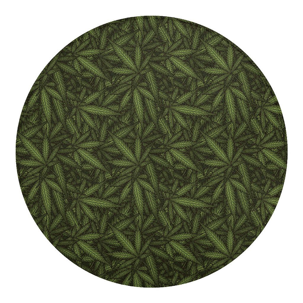 Marijuana Leaf Pattern Print Round Blanket