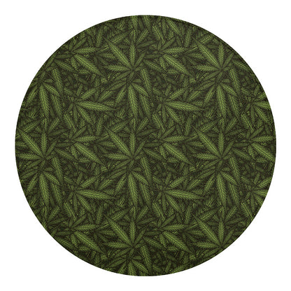 Marijuana Leaf Pattern Print Round Blanket