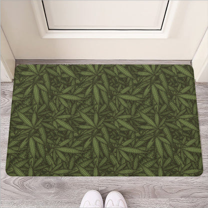 Marijuana Leaf Pattern Print Rubber Doormat