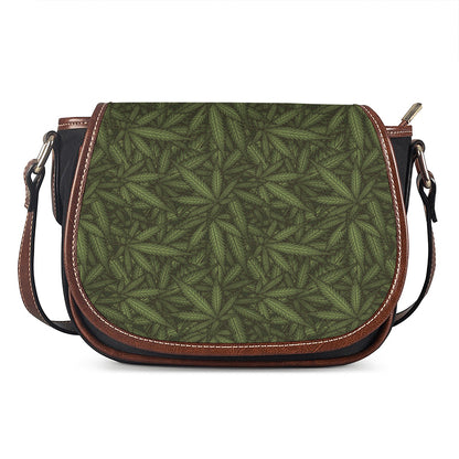 Marijuana Leaf Pattern Print Saddle Bag