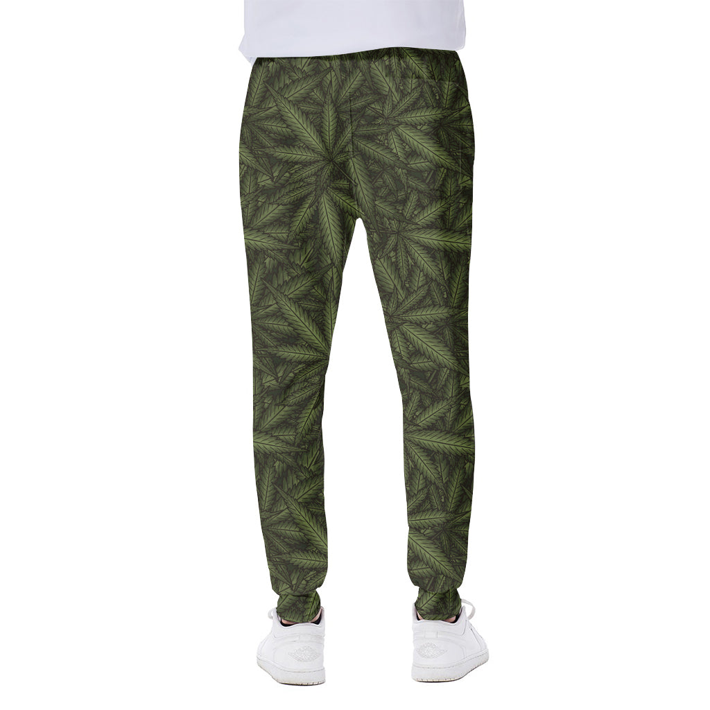 Marijuana Leaf Pattern Print Scuba Joggers