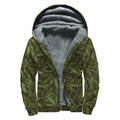 Marijuana Leaf Pattern Print Sherpa Lined Zip Up Hoodie