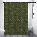Marijuana Leaf Pattern Print Shower Curtain
