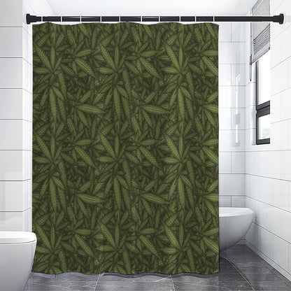 Marijuana Leaf Pattern Print Shower Curtain