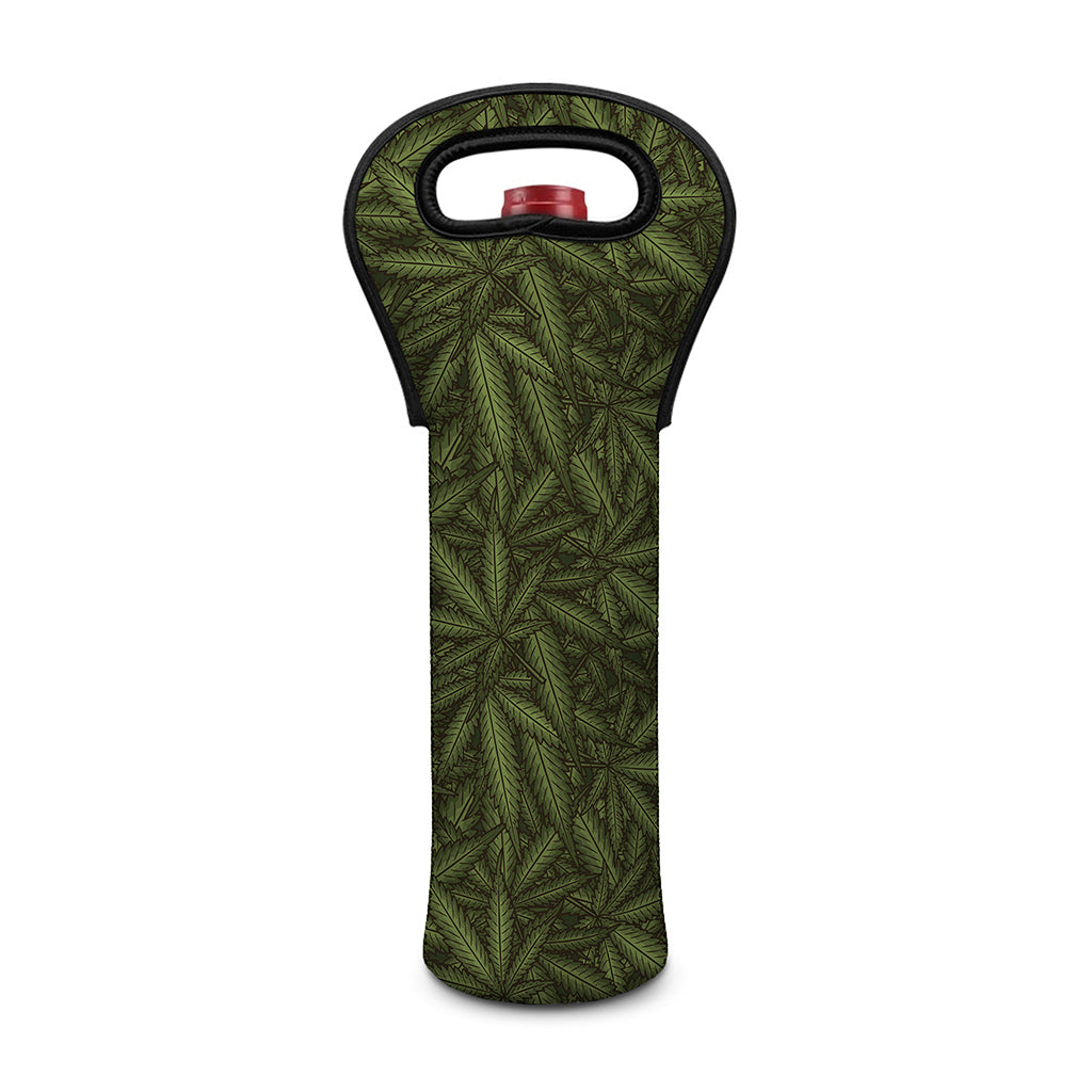 Marijuana Leaf Pattern Print Single Neoprene Wine Tote
