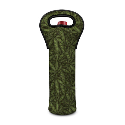 Marijuana Leaf Pattern Print Single Neoprene Wine Tote