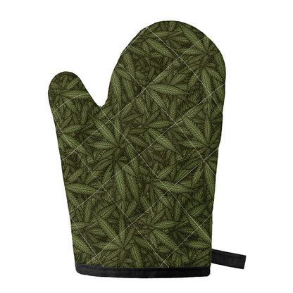 Marijuana Leaf Pattern Print Single Oven Mitt