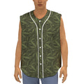 Marijuana Leaf Pattern Print Sleeveless Baseball Jersey