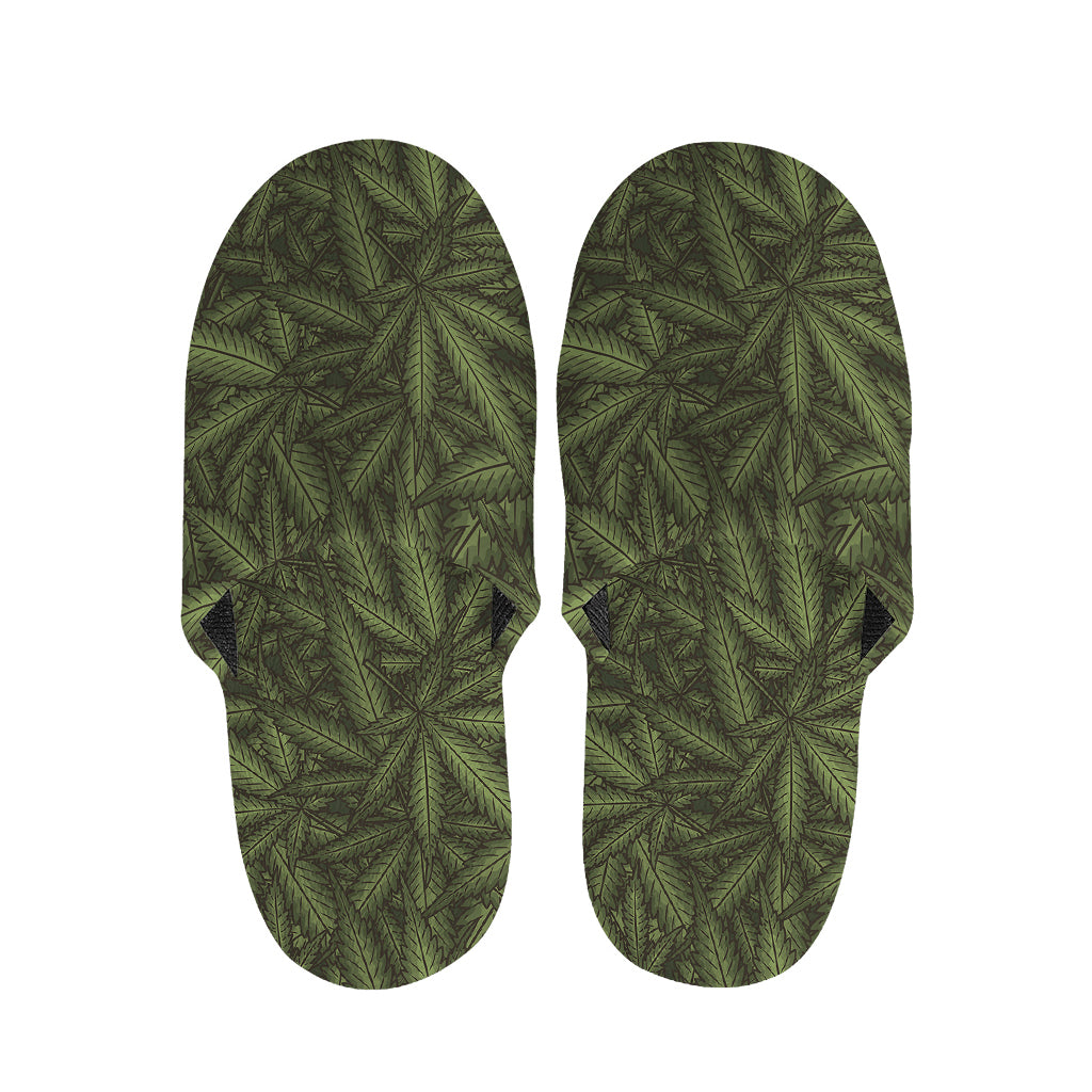Marijuana Leaf Pattern Print Slippers