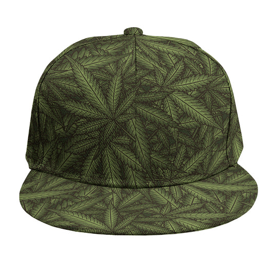 Marijuana Leaf Pattern Print Snapback Cap