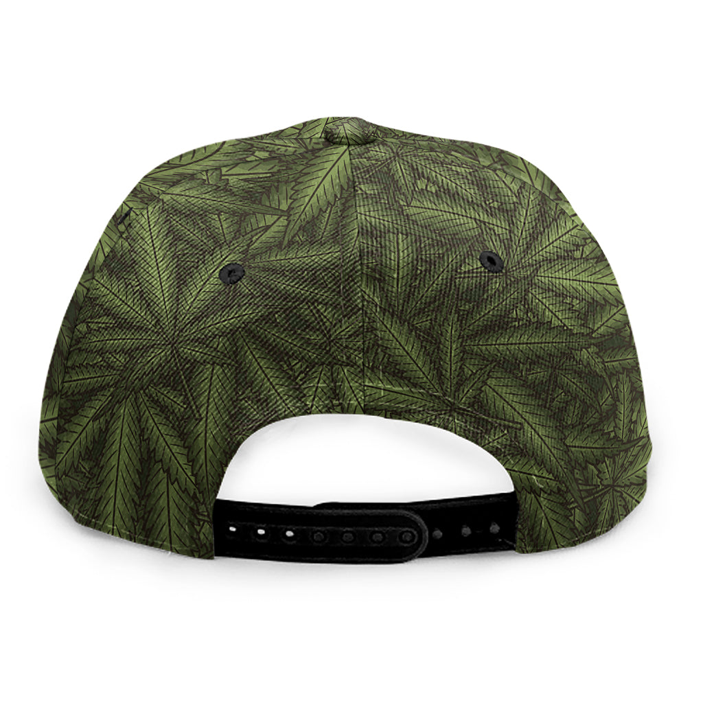 Marijuana Leaf Pattern Print Snapback Cap