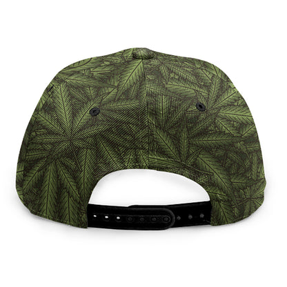 Marijuana Leaf Pattern Print Snapback Cap