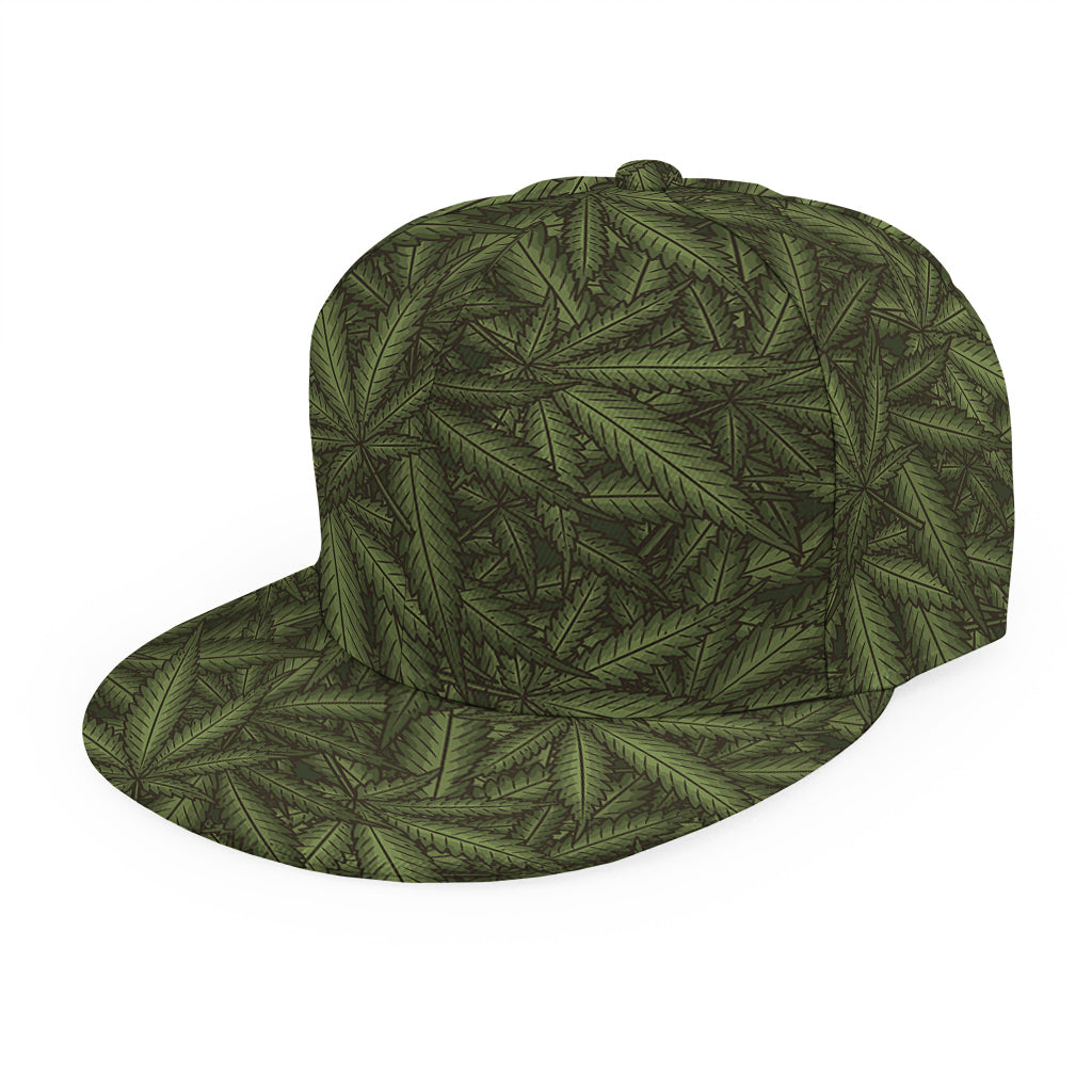 Marijuana Leaf Pattern Print Snapback Cap
