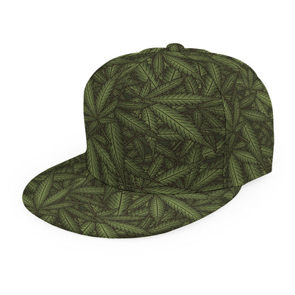 Marijuana Leaf Pattern Print Snapback Cap