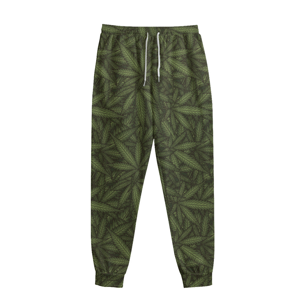 Marijuana Leaf Pattern Print Sweatpants