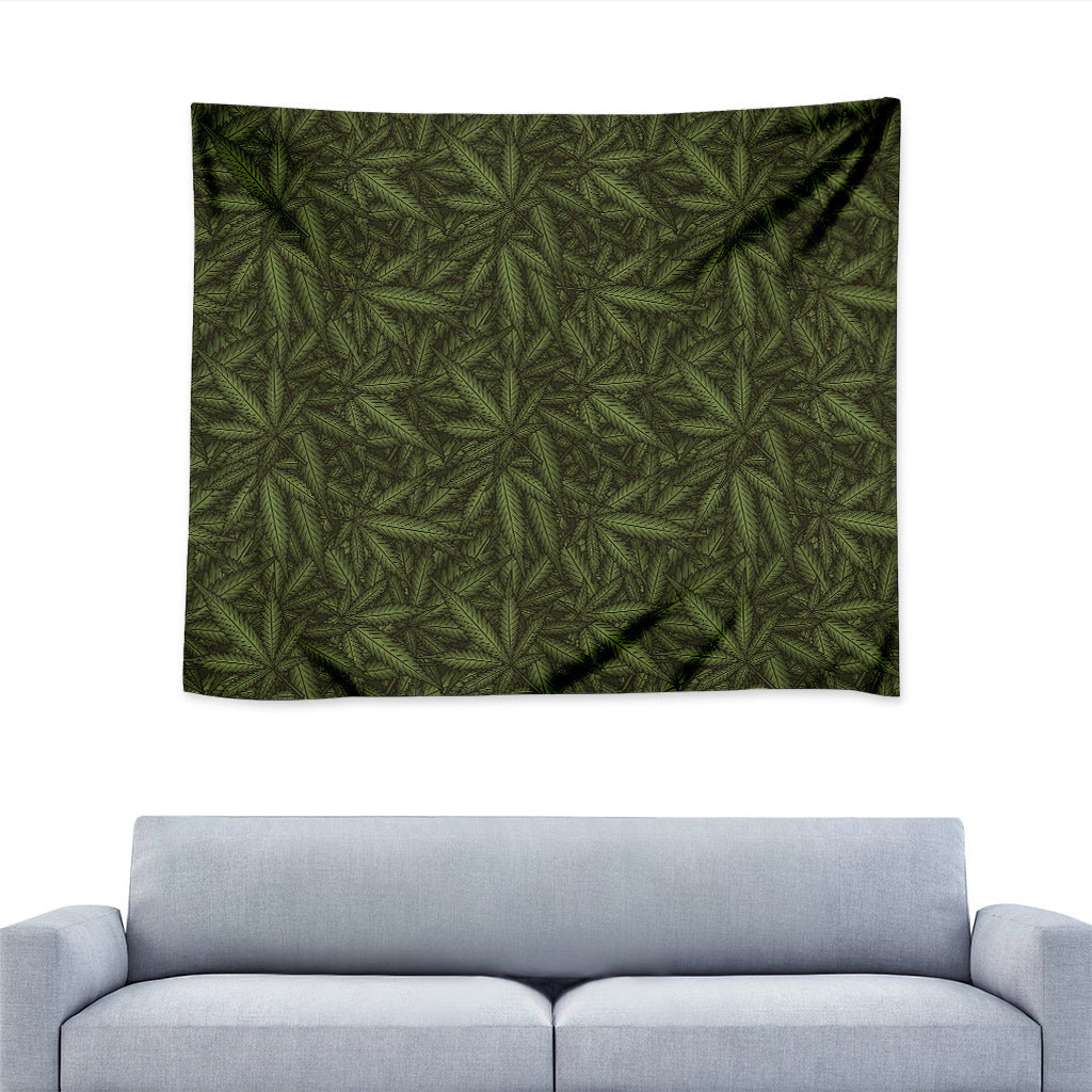 Marijuana Leaf Pattern Print Tapestry