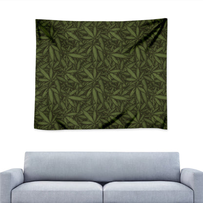 Marijuana Leaf Pattern Print Tapestry