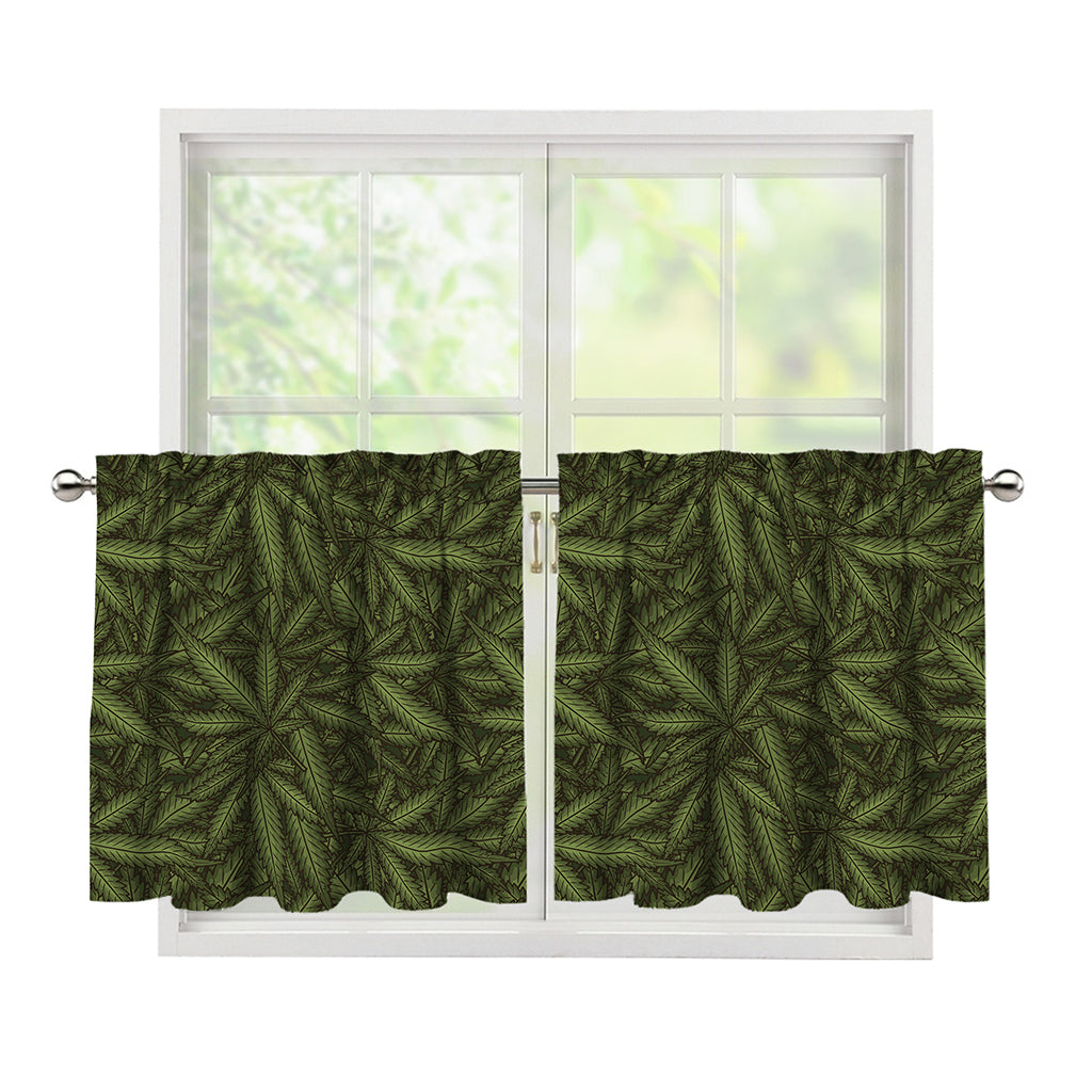 Marijuana Leaf Pattern Print Tier Curtains