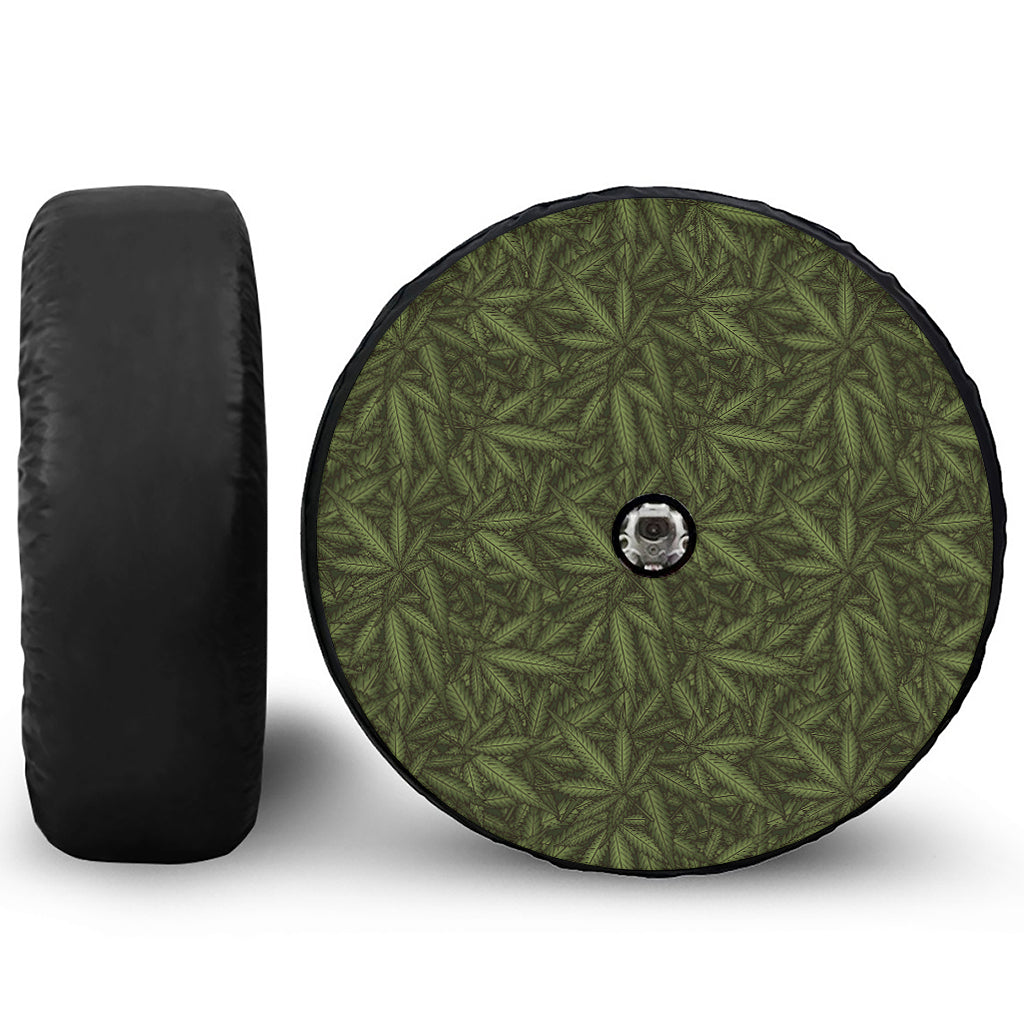 Marijuana Leaf Pattern Print Tire Cover With Camera Hole